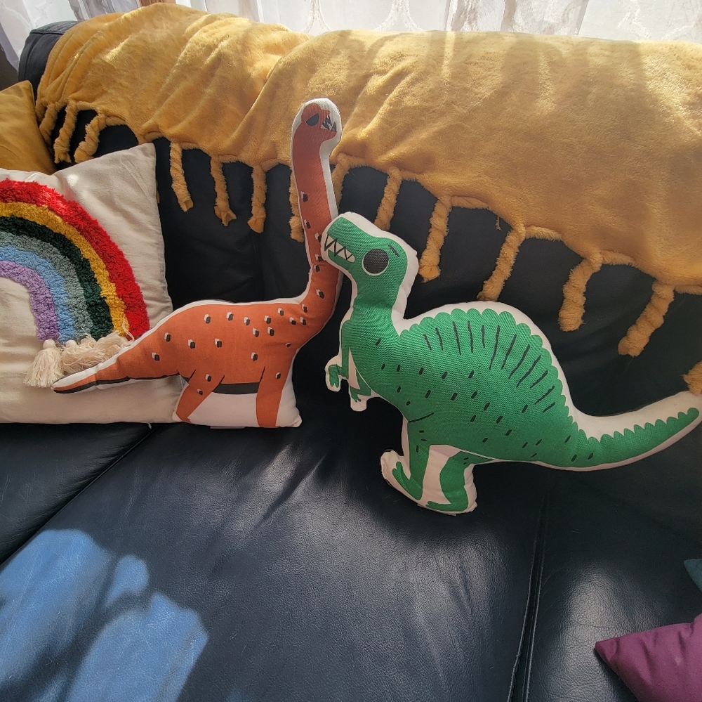 Crate and Barrel Land of Nod rare Dinosaur Plush Pillows